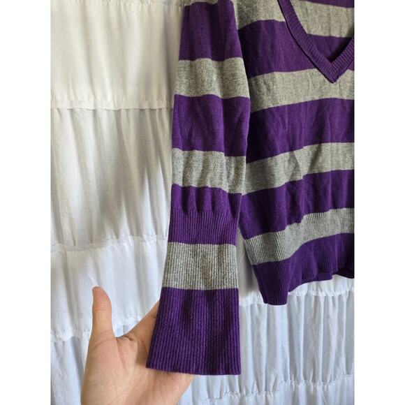SO Womens XL Purple Long Sleeve Shirt Y2k Preppy Academia School Y2k Striped - Picture 3 of 7